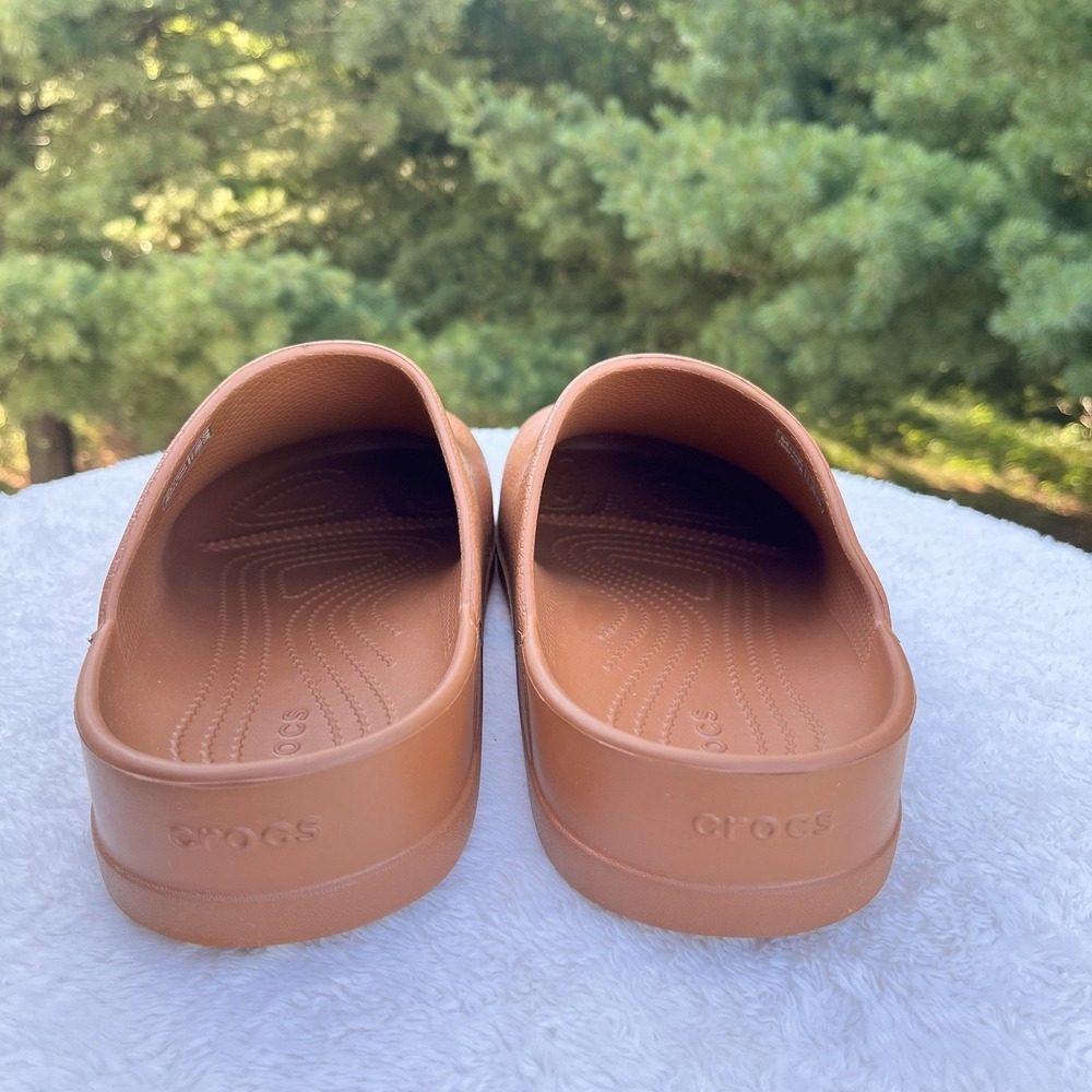Crocs Dylan Clogs Women 10 | Men 8 Cognac Brown Boho Mules Slip On Waterproof - Picture 4 of 10